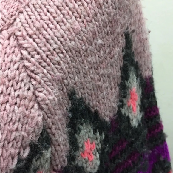 American Eagle Outfitters Women Cable Knit Sweater Purple Tribal Wool Blend S - Picture 3 of 12